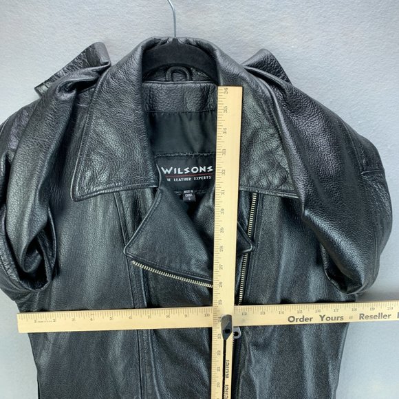 **SOLD**Vintage Wilsons Leather Jacket Womens Small Black Asymmetrical - Picture 10 of 16